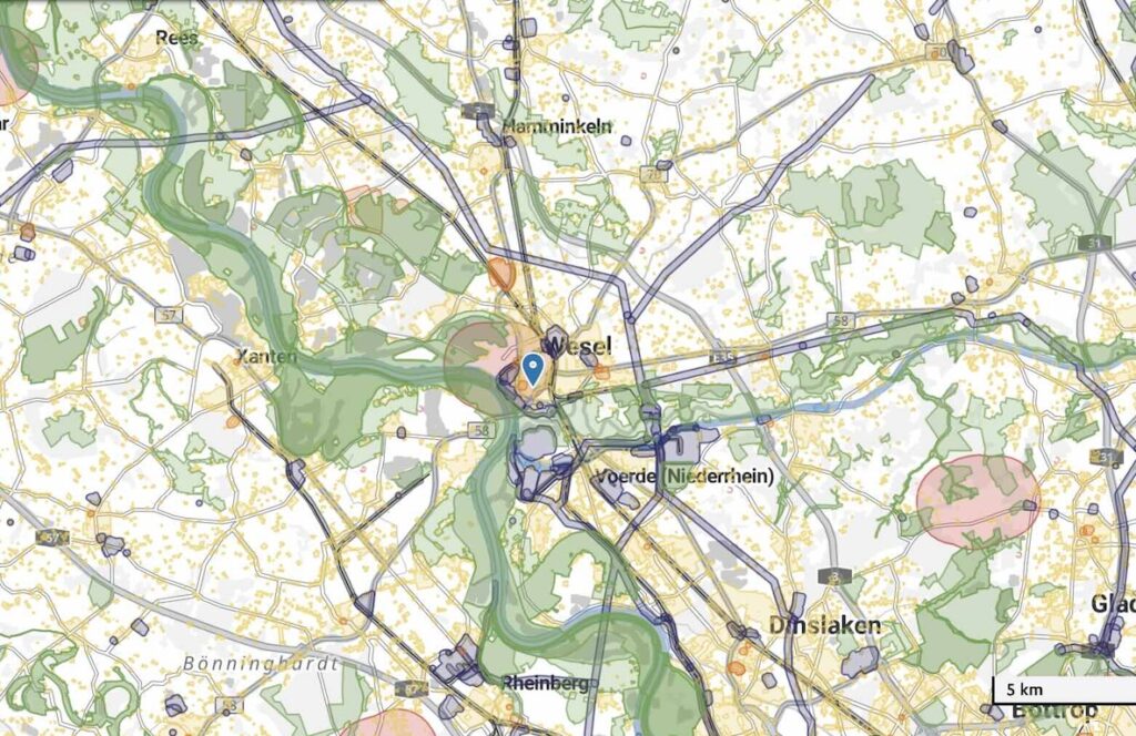 Eine Übersicht über den Kreis Wesel.